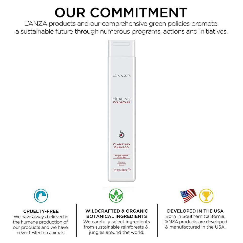 L'Anza Healing Colorcare Clarifying Shampoo, Refreshes, Repairs And Extends Color Longevity, With Sulfate-Free, Paraben-Free, Gluten-Free Formula (10.1 Fl Oz)
