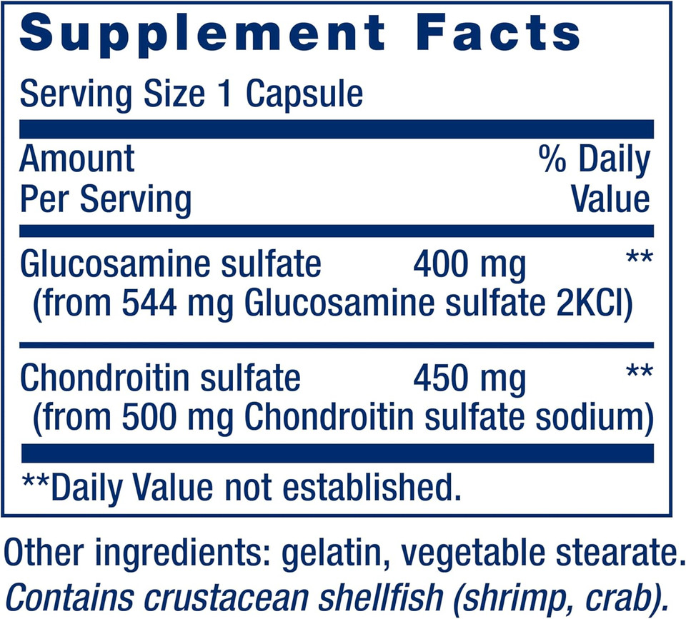 Life Extension Glucosamine/Chondroitin Capsules For Healthy Joints And Cartilage, Non-Gmo, Gluten-Free, 100 Capsules