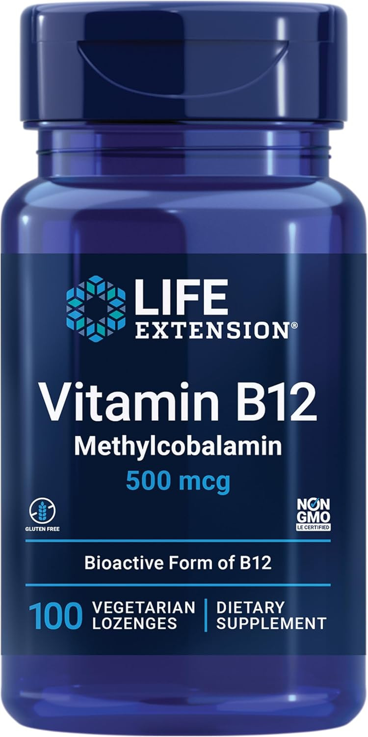 Life Extension Vitamin B12 Methylcobalamin, Nerve Health Supplement, Cognitive Support, Energy Vitamin, Methylcobalamin B12, 5 Mg, Quick-Dissolving, Gluten-Free, Non-Gmo, Vegetarian, 60 Lozenges