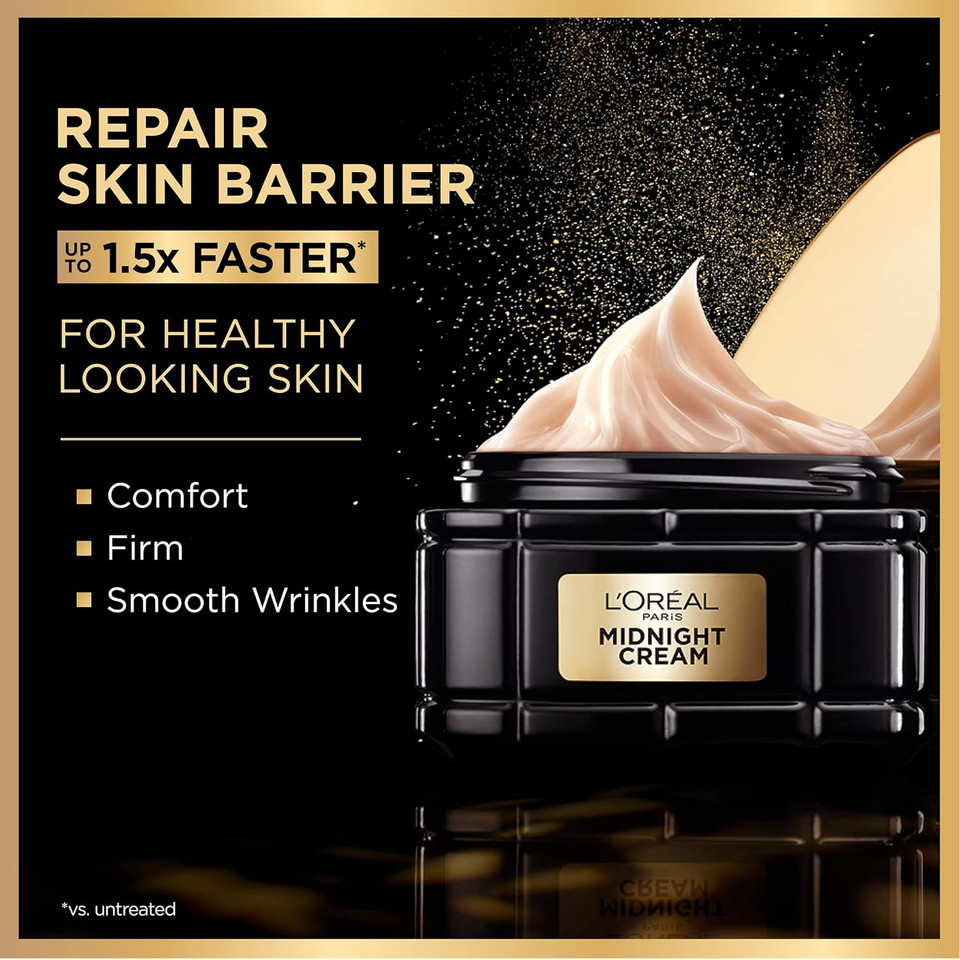 L'Oreal Paris Age Perfect Anti-Aging Midnight Face Serum 1 Oz + Midnight Cream 1.7 Oz, Smooths Wrinkles & Firms Skin + Eye Cream & Serum Sample