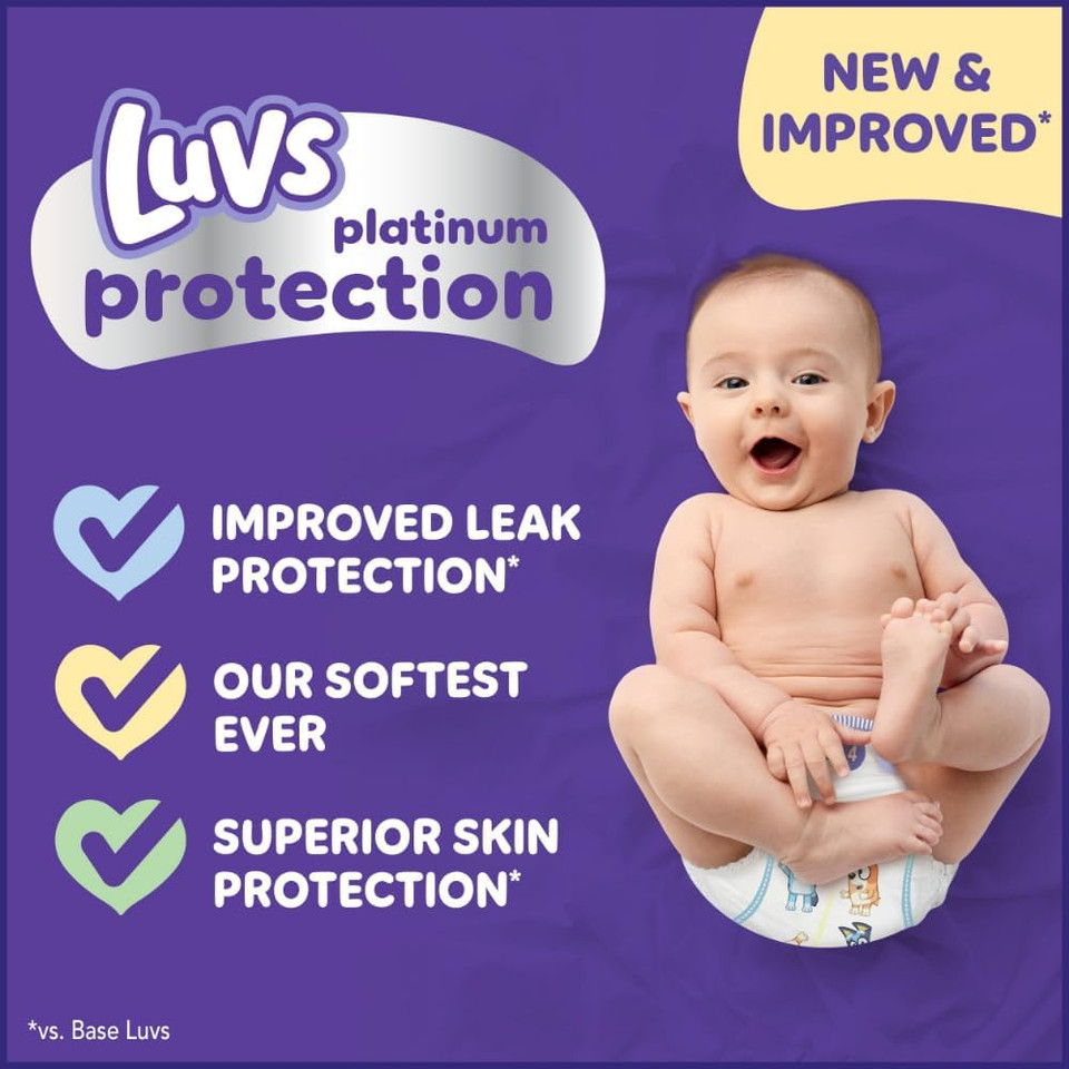 Luvs Platinum Protection Bluey Baby Diapers - Size 2, 264 Count, Disposable Baby Diapers (Packaging May Vary)