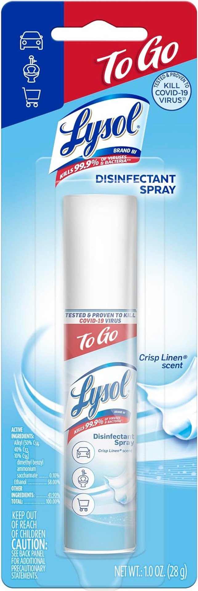 Lysol To Go Disinfectant Spray, Crisp Linen, 1 Ounce, Pack Of 12 Lysol To Go Disinfectant Spray, Crisp Linen, 1 Ounce, Pack Of 12