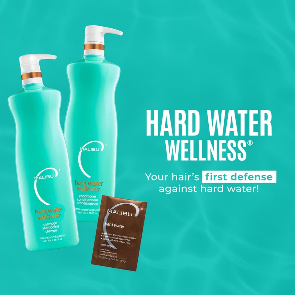 Malibu C Hard Water Wellness Shampoo And Conditioner Duo - Hydrating Hair Care For Shine & Manageability - Protects From Waterborne Elements That Cause Dry, Damaged Hair (33.8Oz)