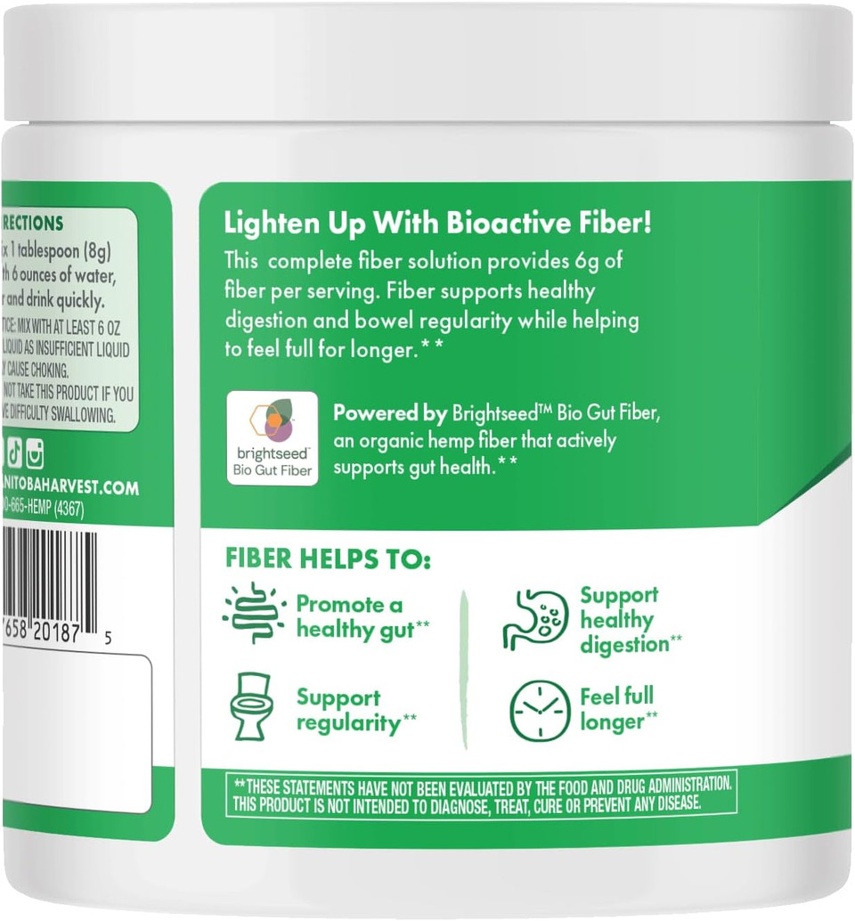 Manitoba Harvest Organic Bioactive Fiber Supplement With 6G Fiber Per Serving  Digestive Hemp & Psyllium Husk Powder  Non-Gmo, Vegan & Kosher, 8Oz