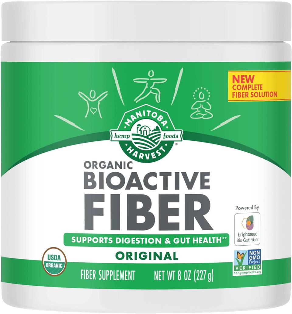 Manitoba Harvest Organic Bioactive Fiber Supplement With 6G Fiber Per Serving  Digestive Hemp & Psyllium Husk Powder  Non-Gmo, Vegan & Kosher, 8Oz