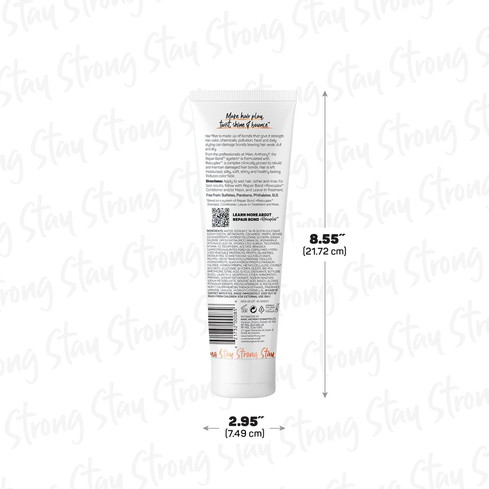 Marc Anthony Repairing Shampoo, Repair Bond +Rescuplex - Repairs, Strengthens & Maintains Bonds Within Hair - Eliminates Frizz, Flyaways & Reduce Breakage - Dry & Damaged, Professional Treatment