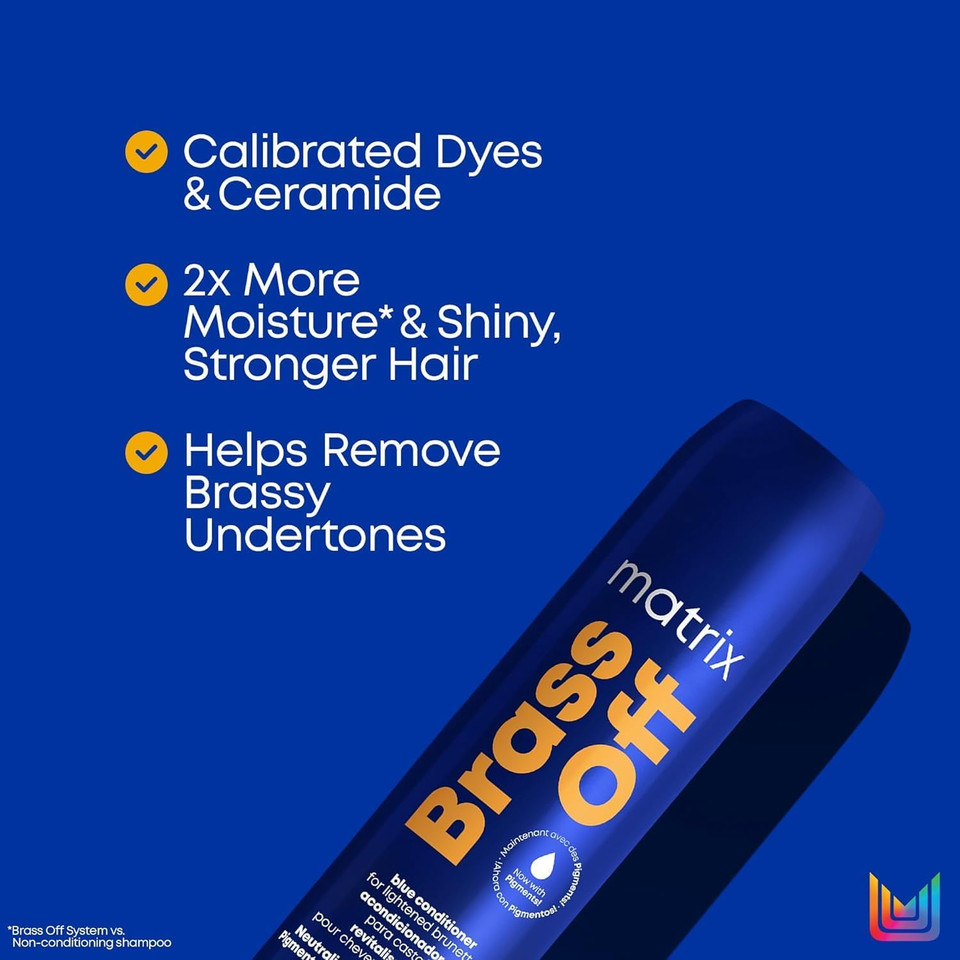 Matrix Brass Off Blue Shampoo And Pigmented Conditioner Set | Removes Brassy Orange Undertones | Toning Conditioner For Lightened Brunettes | For Color Treated Hair | Premium Salon Conditioner | Vegan Matrix Brass Off Blue Shampoo And Pigmented Conditioner Set | Removes Brassy Orange Undertones | Toning Conditioner For Lightened Brunettes | For Color Treated Hair | Premium Salon Conditioner | Vegan