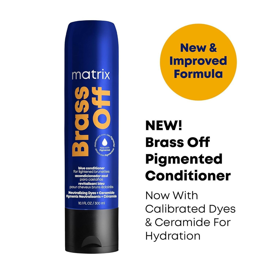 Matrix Brass Off Blue Shampoo And Pigmented Conditioner Set | Removes Brassy Orange Undertones | Toning Conditioner For Lightened Brunettes | For Color Treated Hair | Premium Salon Conditioner | Vegan Matrix Brass Off Blue Shampoo And Pigmented Conditioner Set | Removes Brassy Orange Undertones | Toning Conditioner For Lightened Brunettes | For Color Treated Hair | Premium Salon Conditioner | Vegan