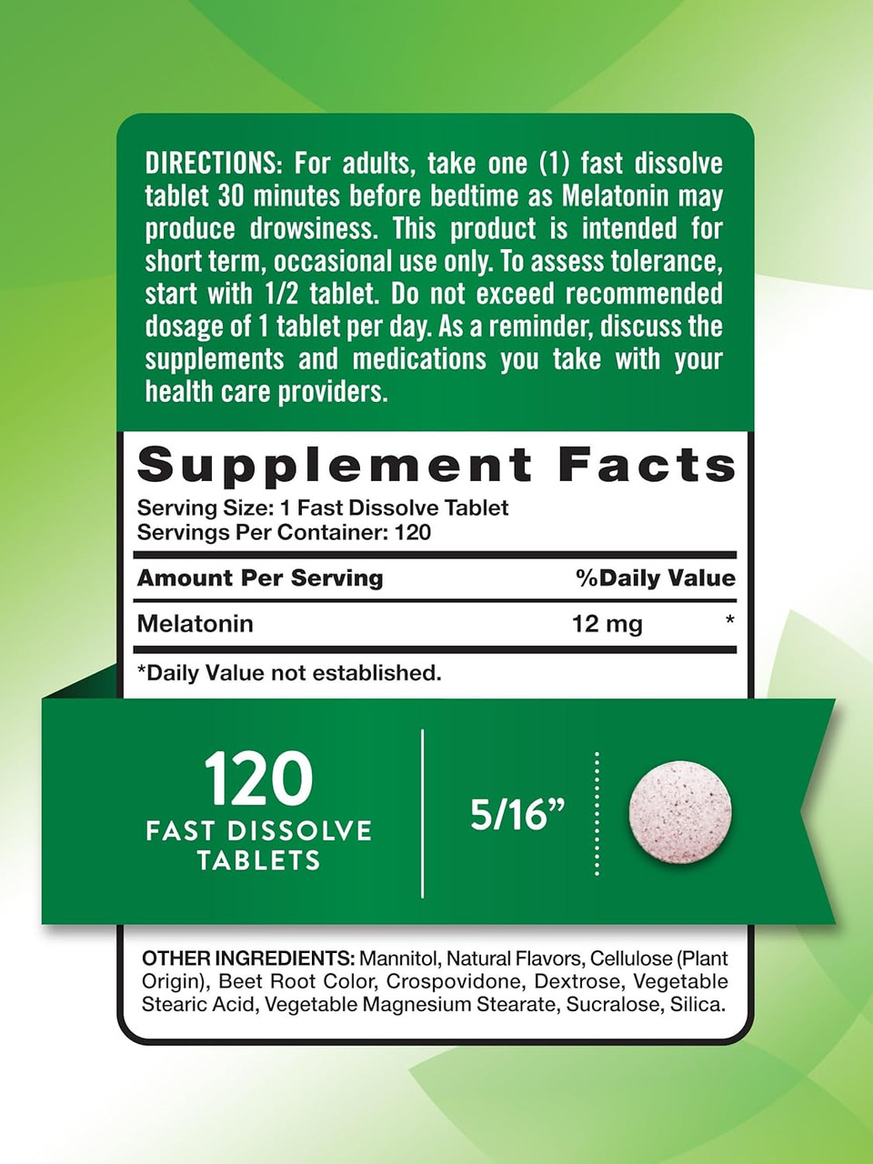 Melatonin Fast Dissolve | 12Mg | 120 Tablets | Natural Berry Flavor | Vegan, Non-Gmo & Gluten Free Supplement | By Nature'S Truth Melatonin Fast Dissolve | 12Mg | 120 Tablets | Natural Berry Flavor | Vegan, Non-Gmo & Gluten Free Supplement | By Nature'S Truth