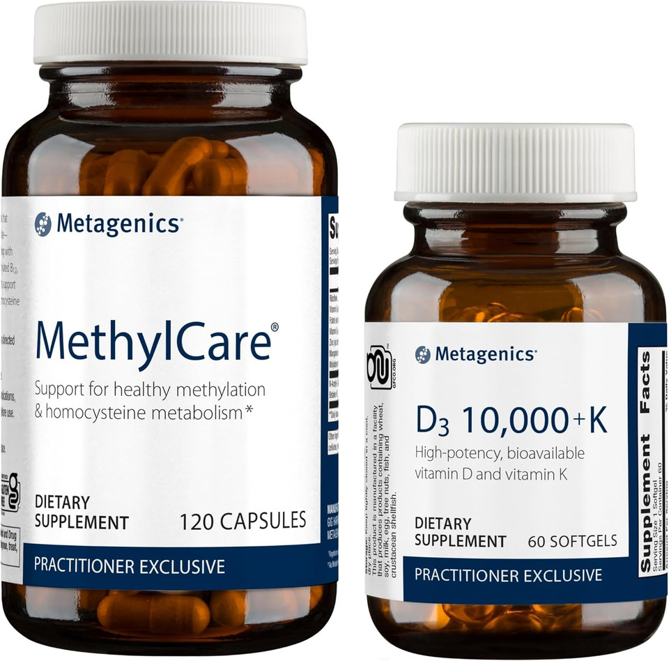 Metagenics Bundle - D3 10,000 + K & Methylcare - 60 Softgels Of D3 For Immune Support, Bone Health & Heart Health* - 120 Capsules Of Methylcare For Homocysteine Metabolism & Methylation