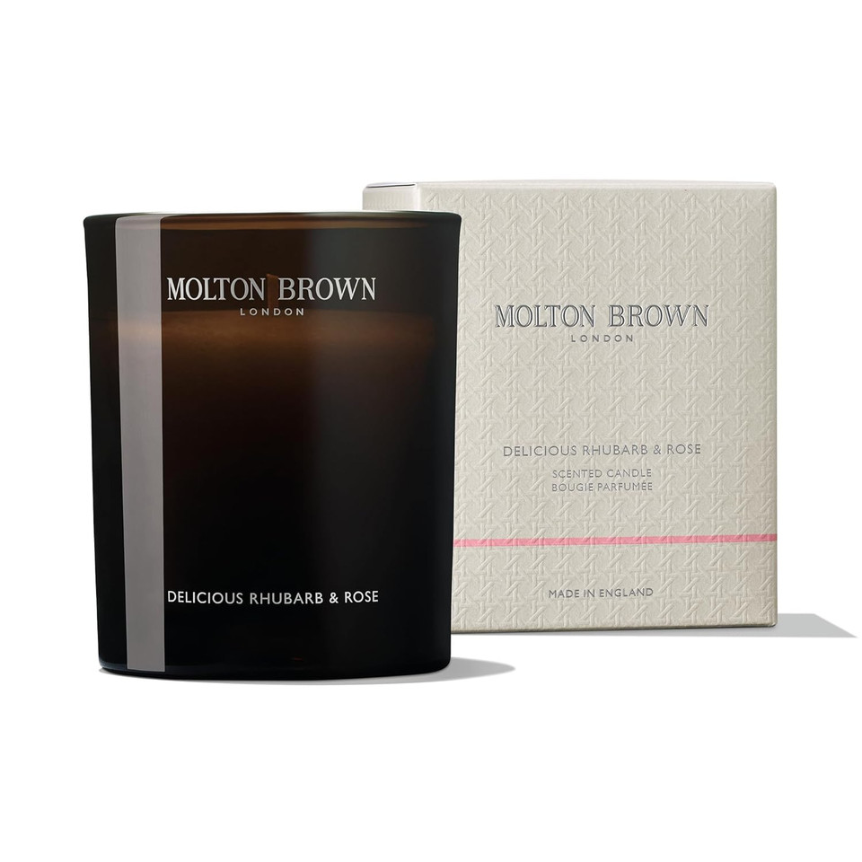 Molton Brown Delicious Rhubarb & Rose Signature Scented Candle (Single Wick), 6.07 Oz