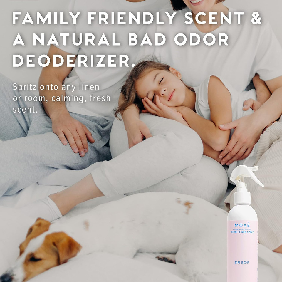 Mox Peace Linen & Room Spray, Zen-Ful Essential Oils, Natural Aromatherapy Mist, Home & Bedroom, Office, Furniture, Bedding, Pillows, Sheets, Bergamot, Lime, Mandarin, Geranium, 8 Ounces (1 Pack)