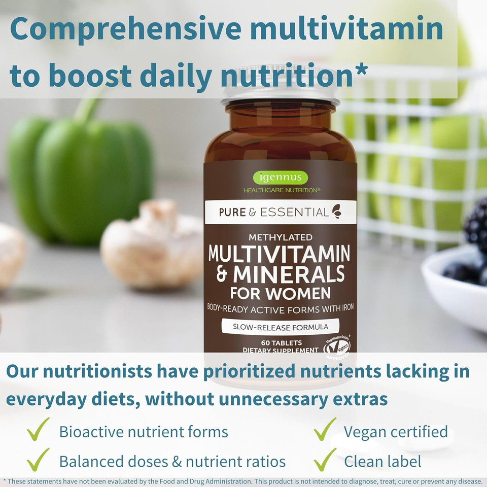 Multivitamin & Minerals For Women + Astaxanthin Complex Vegan Bundle, Sustained Release Advanced Multivitamin With Iron + Natural 4 Mg H. Pluvialis Astaxanthin, By Igennus