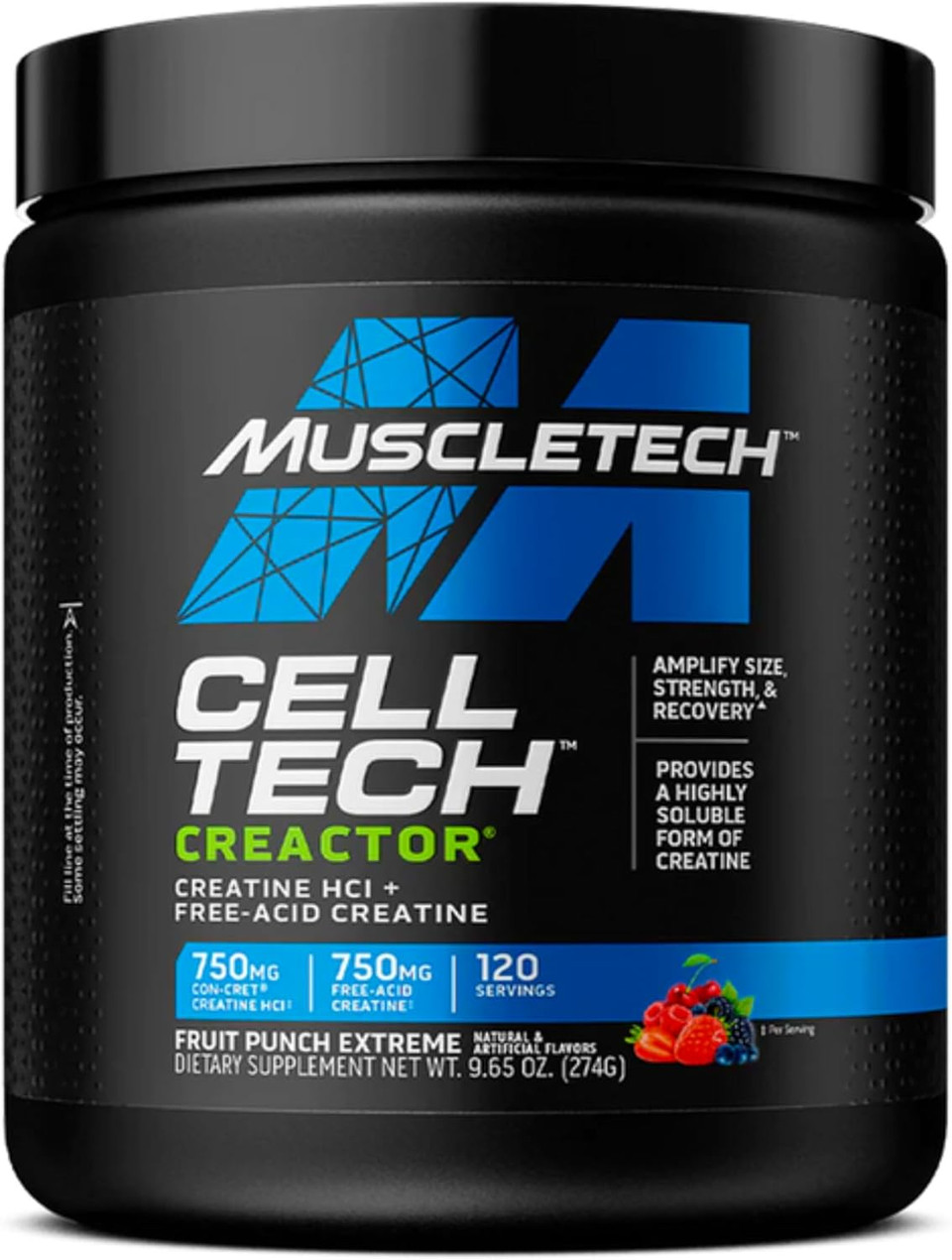 Muscletech Cell-Tech Creactor - Creatine Hcl Formula - Muscle Builder For Men & Women - Creatine Hcl + Free-Acid Creatine Supplements - Fruit Punch Extreme, 120 Servings