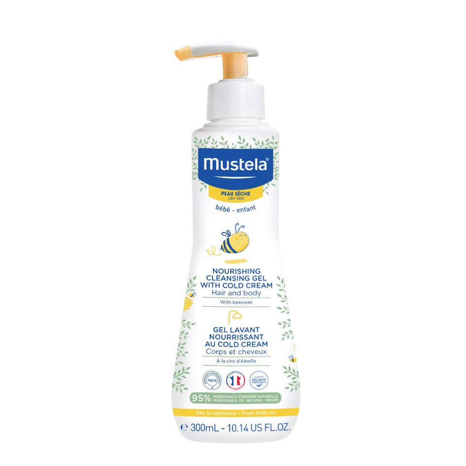 Mustela Baby Nourishing Cleansing Gel  Hair & Body Wash For Dry Skin - With Natural Avocado, Cold Cream & Beeswax - 10.14 Fl. Oz Mustela Baby Nourishing Cleansing Gel  Hair & Body Wash For Dry Skin - With Natural Avocado, Cold Cream & Beeswax - 10.14 Fl. Oz
