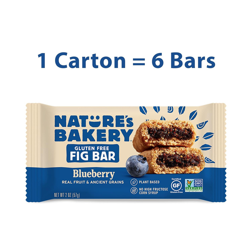 Natureã¢ÂS Bakery Gluten Free Fig Bars, Blueberry, Real Fruit, Vegan, Non-Gmo, Snack Bar, 1 Box With 6 Twin Packs (6 Twin Packs)