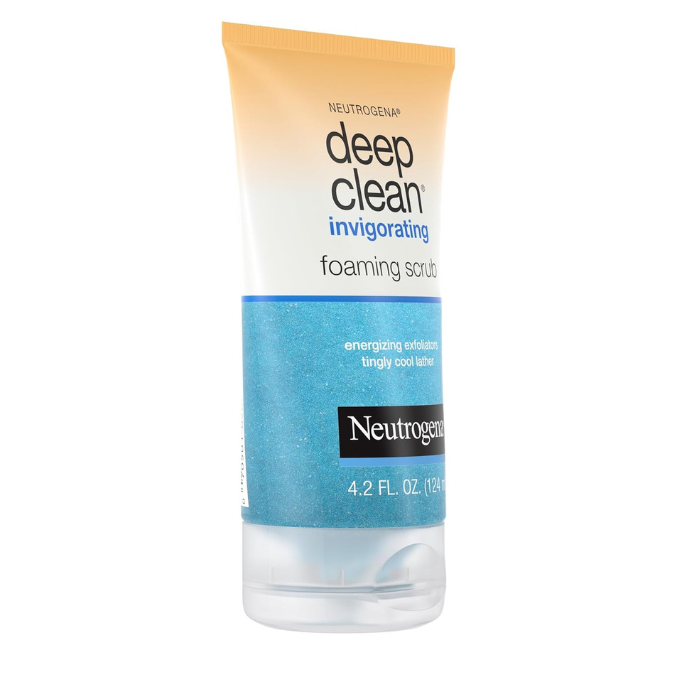 Neutrogena Deep Clean Invigorating Foaming Facial Scrub With Glycerin, Cooling & Exfoliating Gel Face Wash To Remove Dirt, Oil & Makeup, 4.2 Fl. Oz