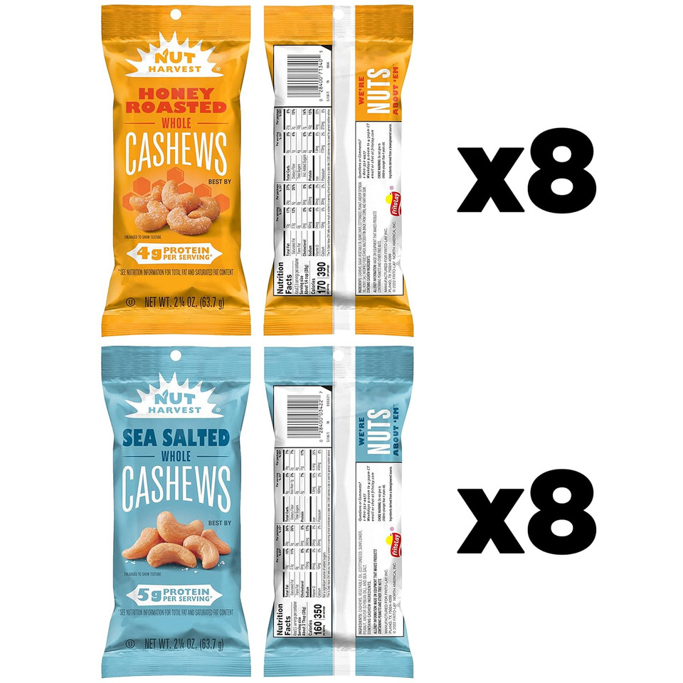 Nut Harvest, Sweet & Salty Cashews Variety Pack, 2.25 Ounce (Pack Of 16)