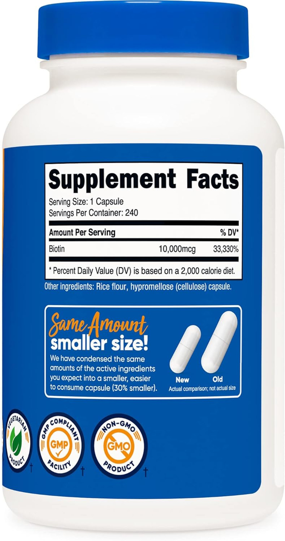 Nutricost Biotin (Vitamin B7) 10,000Mcg (10Mg) Vitamin Supplement, 240 Capsules - Vegetarian, Gluten Free, Quick Release, Non-Gmo