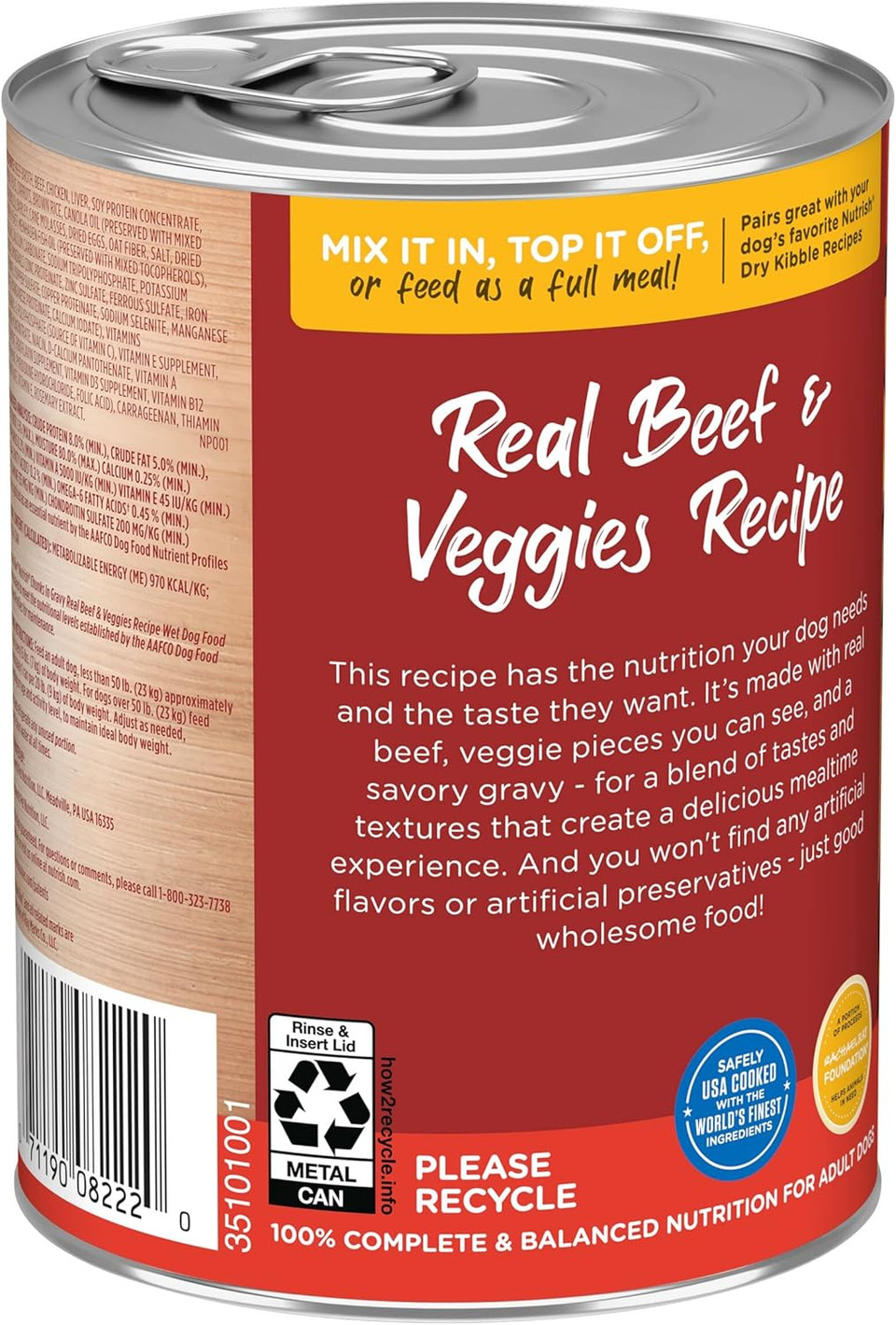 Nutrish Rachael Ray Chunks In Gravy Wet Dog Food, Real Beef & Veggies Recipe, 13 Ounce (Pack Of 12)