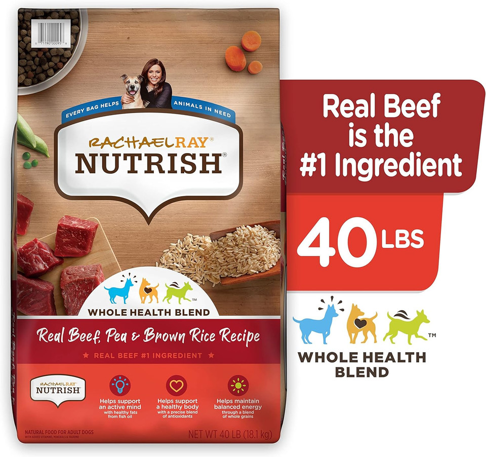 Nutrish Rachael Ray Premium Natural Dry Dog Food, Real Beef, Pea, & Brown Rice Recipe, 40 Pounds