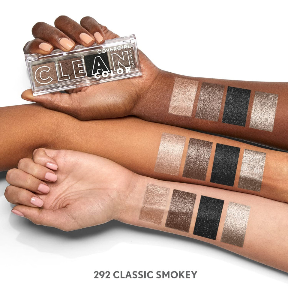 Covergirl Clean Fresh Clean Color Eyeshadow  Eyeshadow, Eyeshadow Palette, Shimmer Eyeshadow, Vegan Formula - Classic Smokey, 4G (0.14 Oz)Classic Smokey