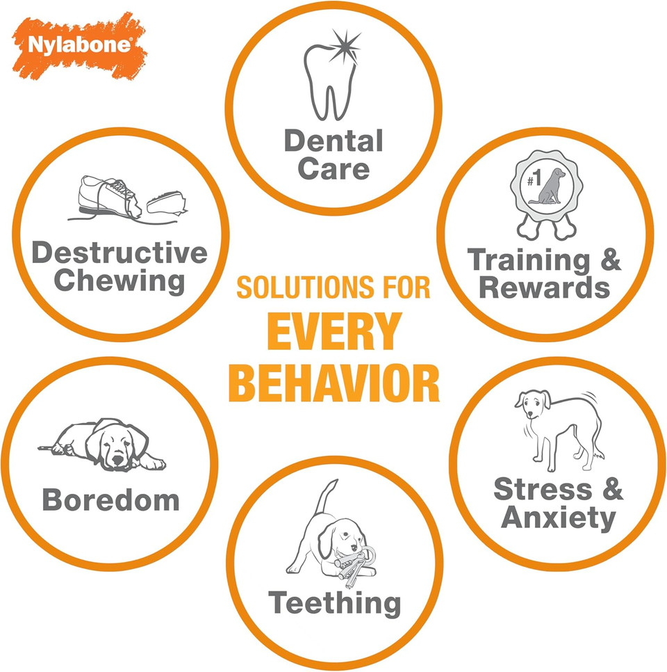 Nylabone Power Chew Flavor Frenzy Bone Chew Toy For Dogs, Indestructible Chew Toys For Aggressive Chewers, Chicken Flavor, Small/Regular - Up To 25 Ibs. (3 Count)