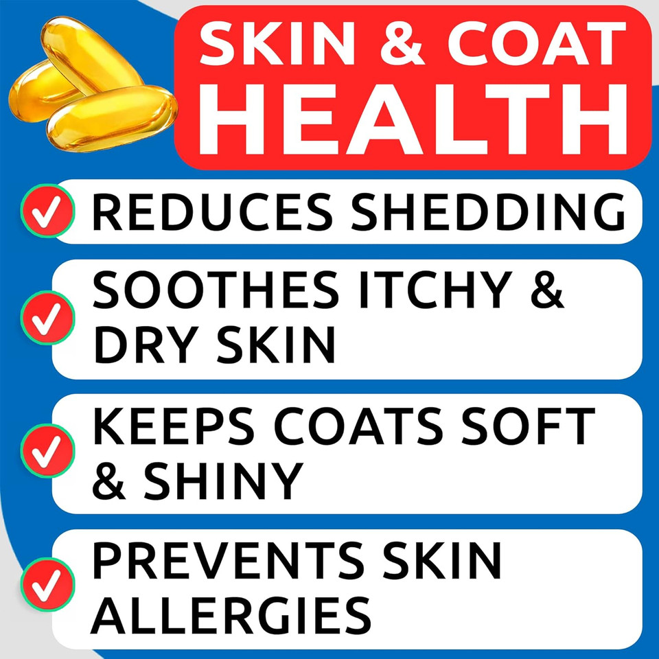 Omega 3 + Allergy Relief Bundle - Skin & Coat Support + Anti-Itch Skin - Epa & Dha Fatty Acids + Omega 3 Fish Oil - Itching & Paw Licking + Joint Health - 180Ct Softgels + 180 Chews - Made In Usa