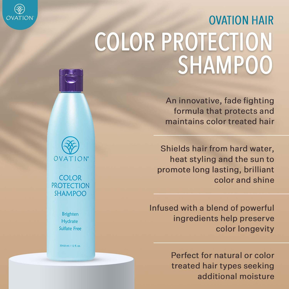 Ovation Color Protection Bundle For Color-Treated Hair - 12 Oz Shampoo & Intensive Protein Mask To Brighten, Hydrate, Nourish & Restore