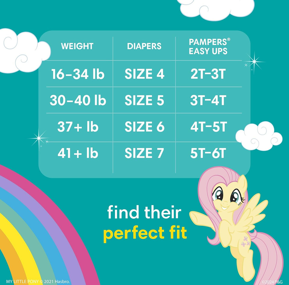 Pampers Easy Ups Girls & Boys Potty Training Pants - Size 4T-5T, 18 Count, My Little Pony Training Underwear (Packaging May Vary)