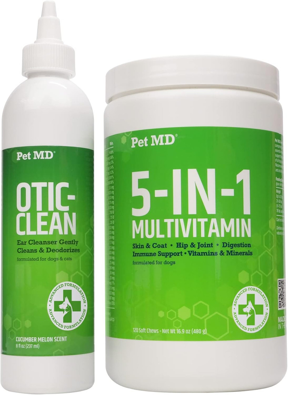 Pet Md Cucumber Melon Otic-Clean Ear Cleanser & 5-In-1 Multivitamin