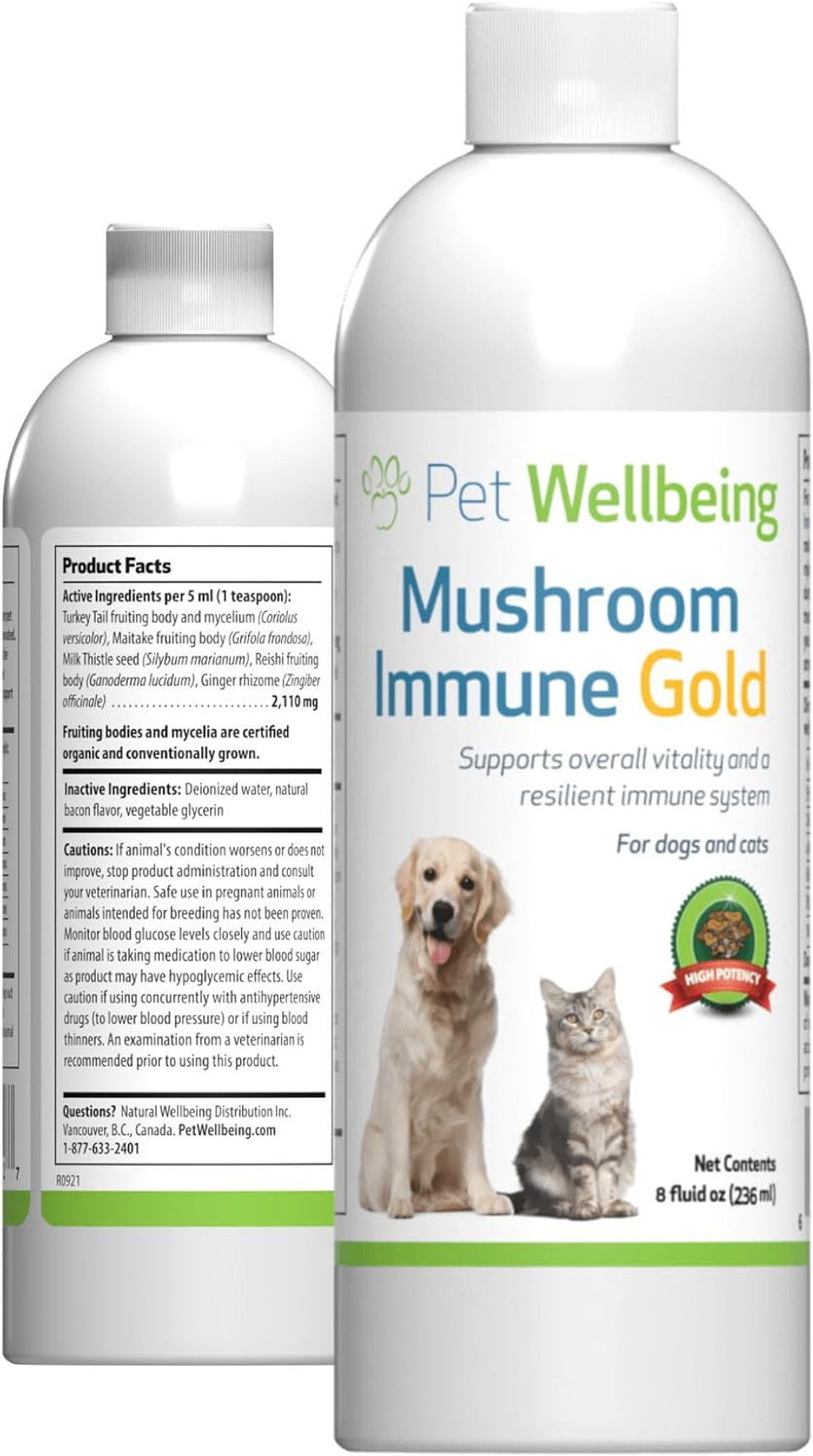 Pet Wellbeing More Mushrooms Kit For Dogs & Cats - Immune System Support And Antioxidant Protection - Vet-Formulated With Turkey Tail, Reishi, Maitake, Astragalus