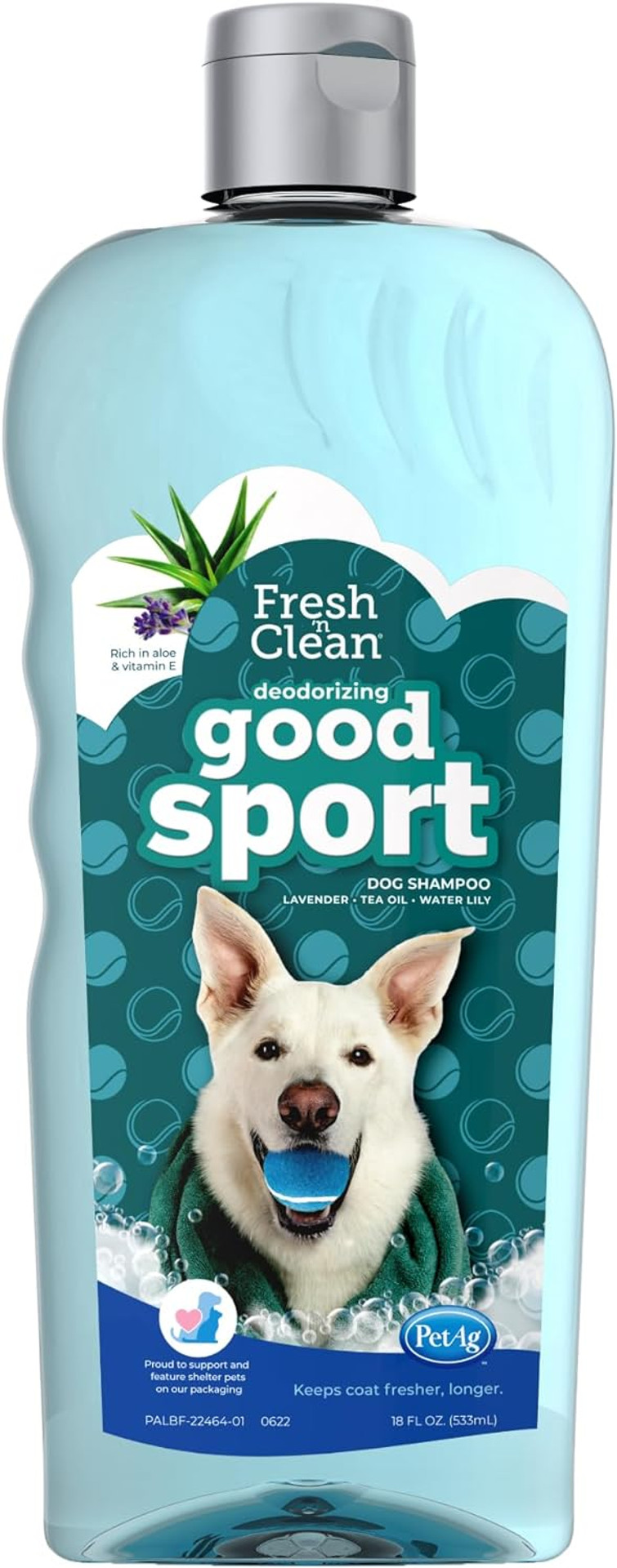 Pet-Ag Fresh N Clean Good Sport Deodorizing Shampoo For Dogs - 18 Oz - Powerful, Odor-Control Formula With Aloe Vera & Vitamin E - Soap Free & Paraben Free