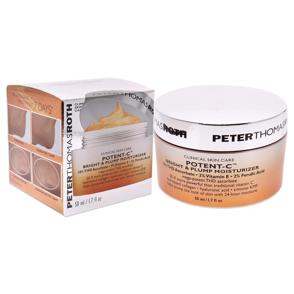 Peter Thomas Roth | Potent-C Bright & Plump Moisturizer | Brightening Vitamin C Moisturizer And Anti-Aging Cream With Collagen Light Blue 1.69 Fl Oz