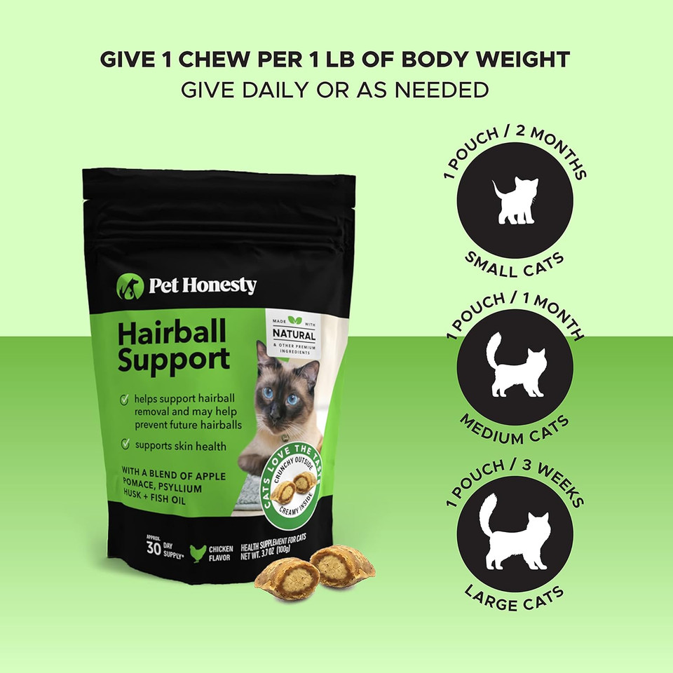 Pethonesty Cat Hairball Support + Cat Hip & Joint Support Dual Texture Chew Supplement Bundle - Cat Hairball Solution, Supports Skin & Coat And Digestion, Glucosamine Joint Support Supplement, Hip Sup