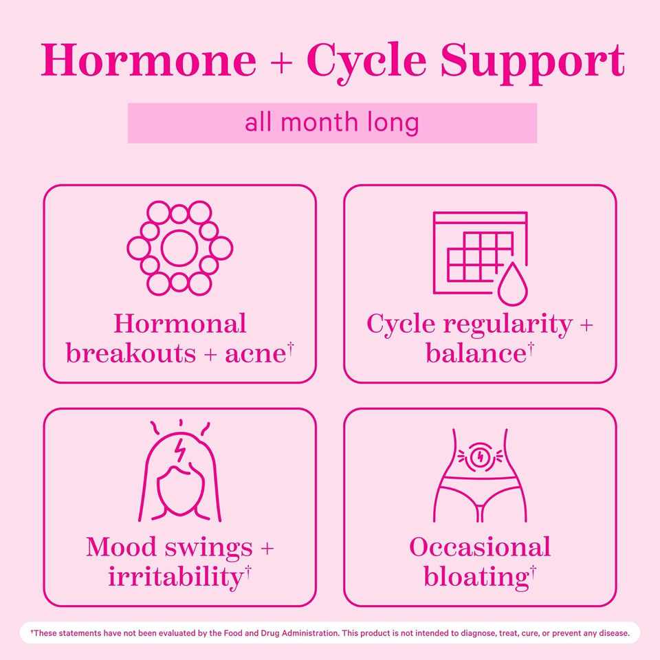 Pink Stork Pms Support Gummies - Red Raspberry Leaf & Black Cohosh For Bloating, Acne & Cravings - Proactive Period & Pms Support Supplement - Hormone Balance - 60 Plant-Based Berry Gummies