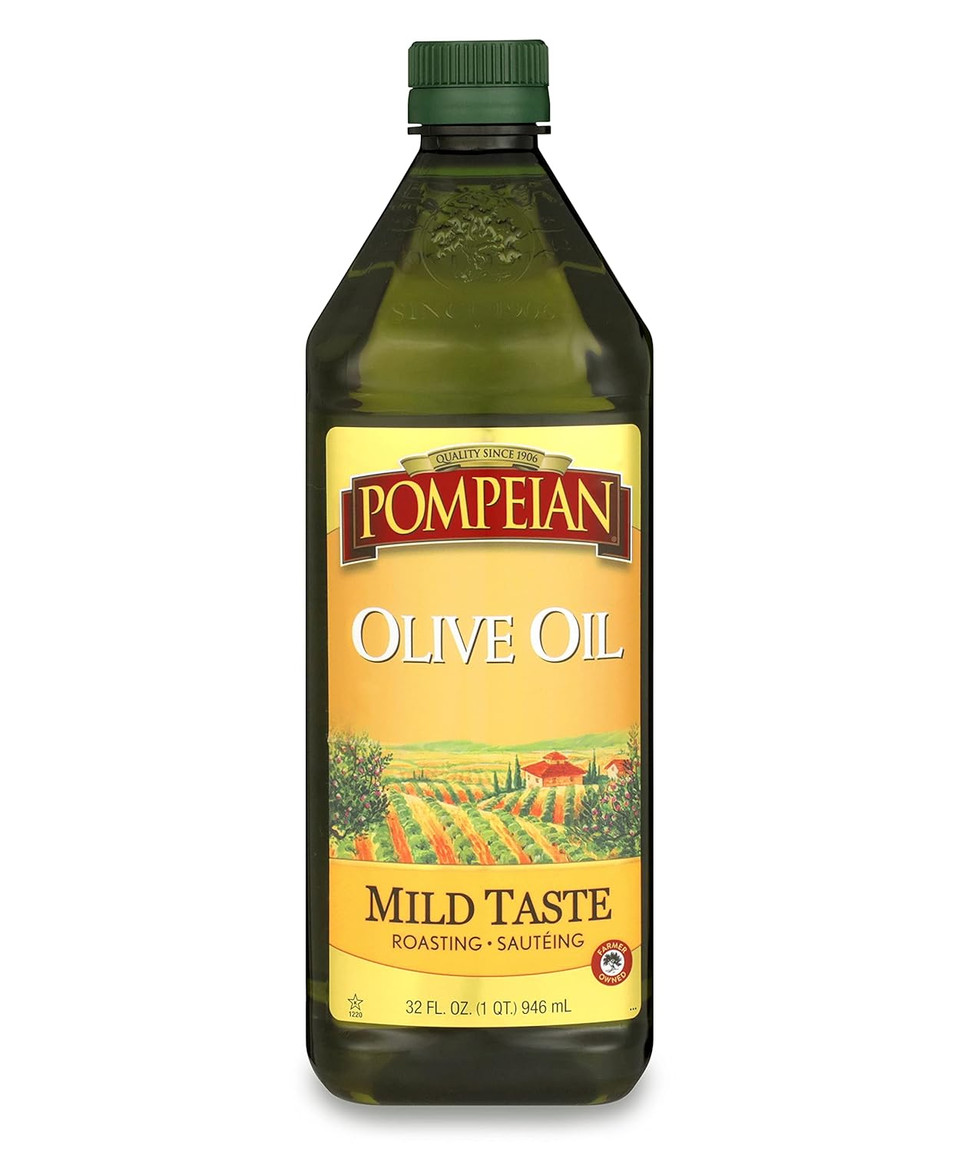 Pompeian Mild Taste Olive Oil, Perfect For Roasting & Sauteing, Naturally Gluten Free, Non-Allergenic, Non-Gmo, 32 Fl. Oz