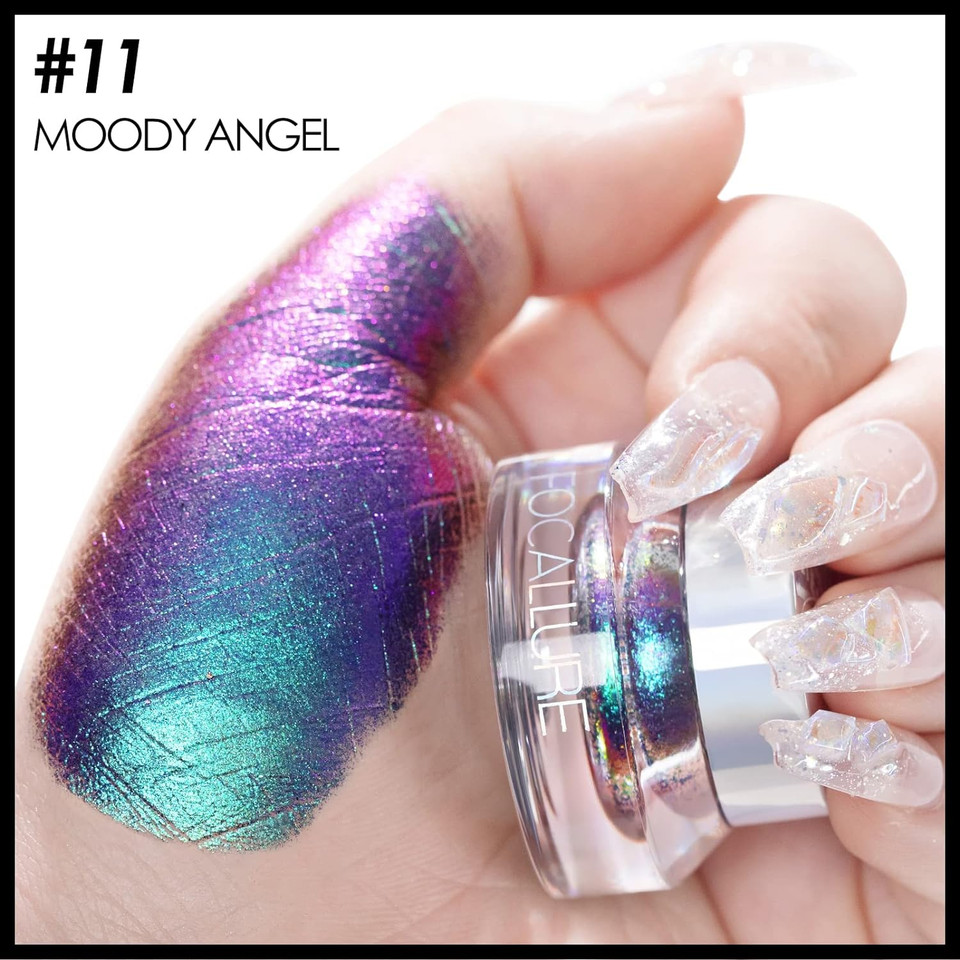 Focallure Chameleon Cream Eyeshadow,Intense Color Shifting Creamy Eye Shadows,Highly Pigmented Metallic,Shimmer,Multi-Reflective Finishes,Moody Angel11 Moody Angel