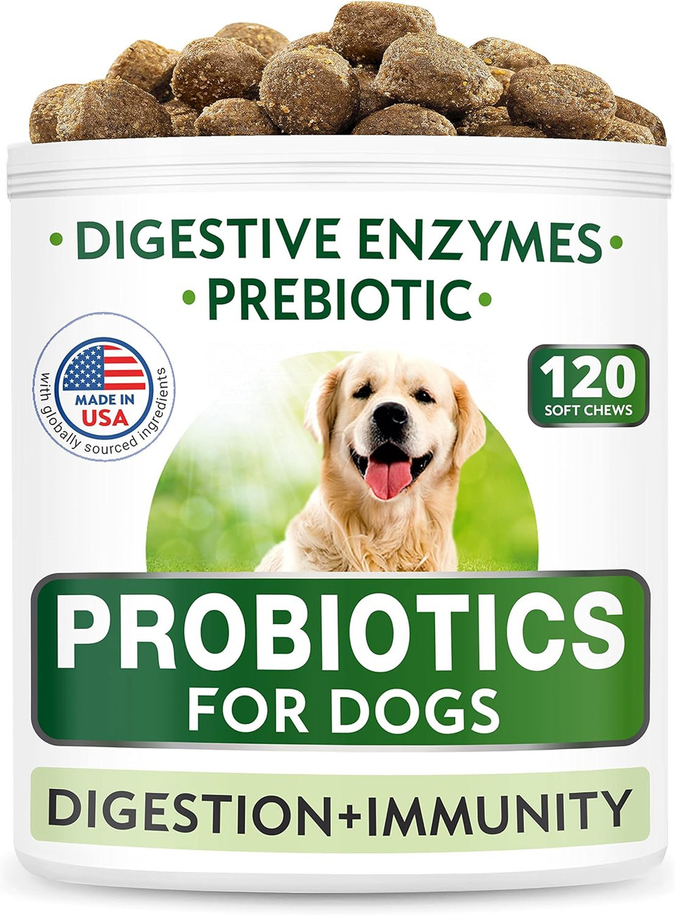 Probiotics + Hemp + Glucosamine Bundle - Upset Stomach Relief + Joint Pain Relief - Digestive Enzymes, Prebiotics + Hemp Oil, Chondroitin W/Msm, Omega 3 - Improve Digestion, Immunity - 120 + 120 Chews