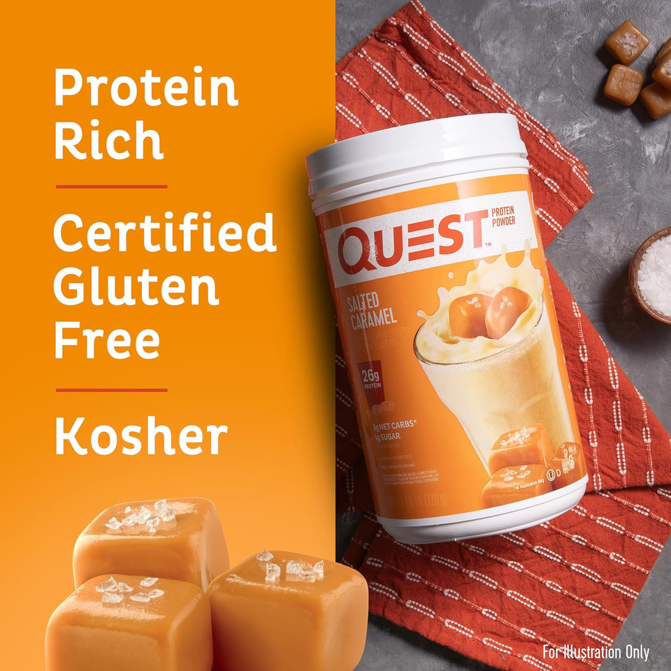 Quest Nutrition Salted Caramel Protein Powder; 26G Protein; 1G Sugar; Low Carb; Gluten Free; 1.6 Pounds; 24 Servings
