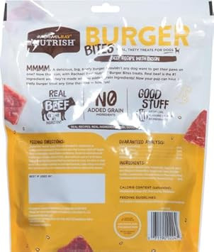 Rachael Ray Nutrish Burger Bites Real Meat Dog Treats, Beef Burger With Bison Recipe, 12 Ounces, Grain Free