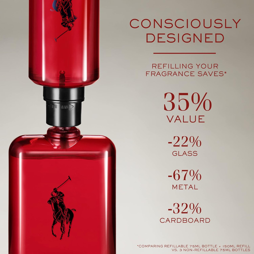 Ralph Lauren - Polo Red - Eau De Toilette - Men'S Cologne - Refillable Cologne Set - Woody & Spicy - With Grapefruit, Saffron, And Redwood - 2.5 Fl Oz Bottle & 5.1 Fl Oz