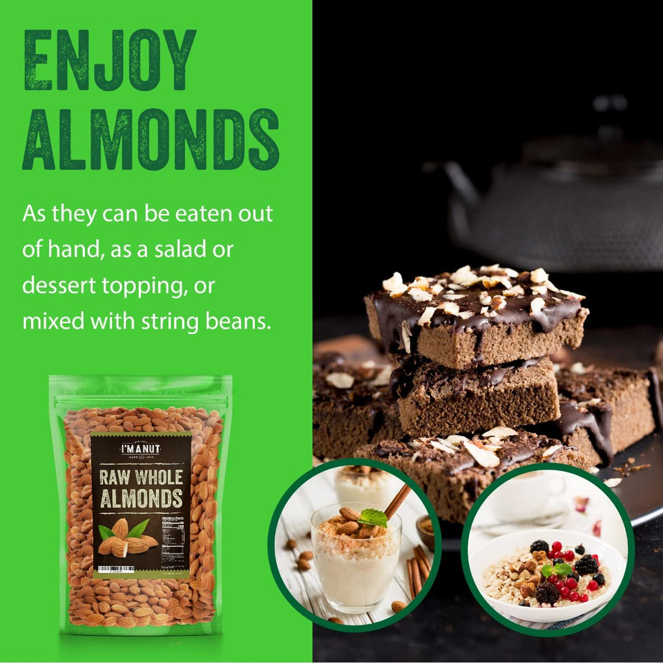 Raw Almond 64 Oz (4 Lbs) | Natural | Whole | Batch Tested Gluten & Peanut Free | No Ppo | Non-Gmo | No Herbicide | Healthy Protein Boost | Premium Quality | Try The Difference!!