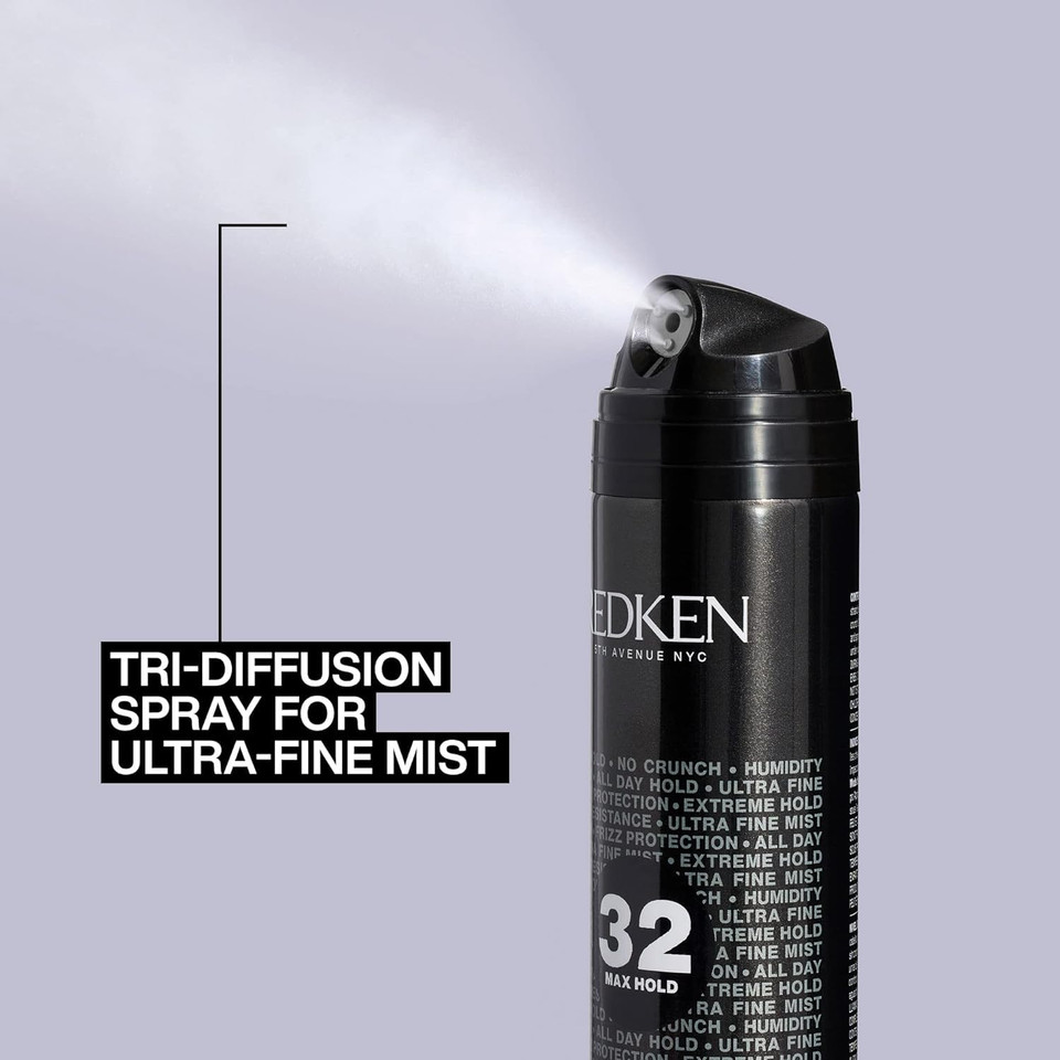 Redken Max Hold Hairspray 32 | Extreme Maximum High Hold Hairspray | Long-Lasting Lift & Body | All-Day Style Control | Dry Finish | 24 Hour Humidity Resistance | For All Hair Types