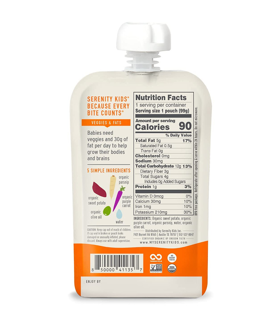 Serenity Kids Sweet Potato Lover Baby Food Pouch Bundle | 6 Each Of Organic Sweet Potato & Spinach, Sweet Potato & Parsnip And Pasture Raised Turkey, Sweet Potato, Pumpkin, & Beet (18 Count)