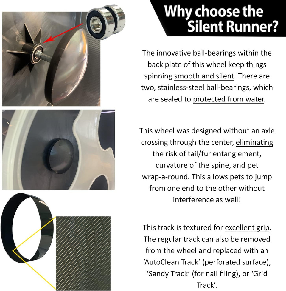 Silent Runner Glow Wheel + Sandy Track + Cage Attachment - Glow In The Dark Pet Exercise Wheel - Sugar Gliders, Hamsters, Rats, Mice, & Other Nocturnal Animals