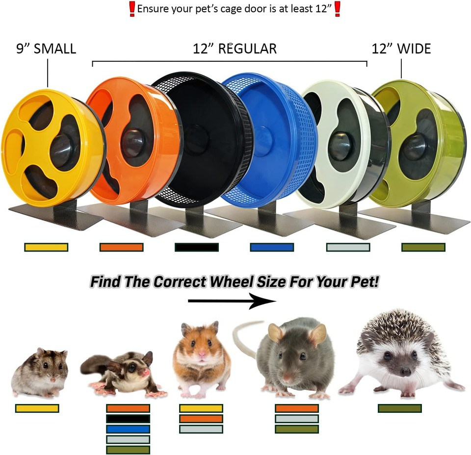 Silent Runner Glow Wheel + Sandy Track + Cage Attachment - Glow In The Dark Pet Exercise Wheel - Sugar Gliders, Hamsters, Rats, Mice, & Other Nocturnal Animals