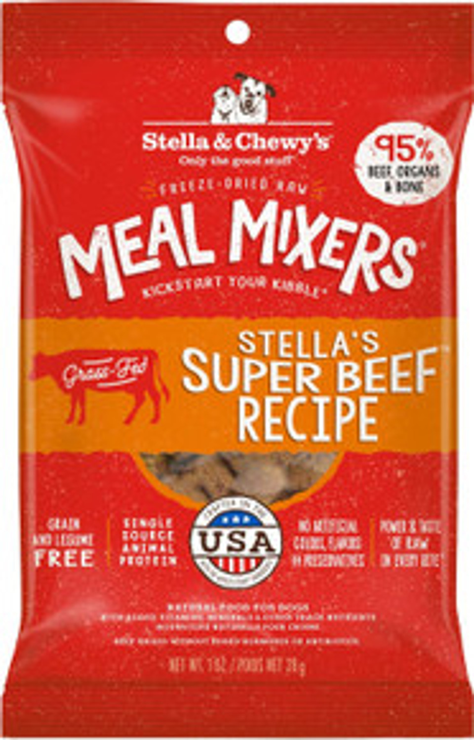 Stella & Chewy'S Freeze Dried Raw Super Beef Meal Mixer  Dog Food Topper For Small & Large Breeds  Grain Free, Protein Rich Recipe  1 Oz Bag