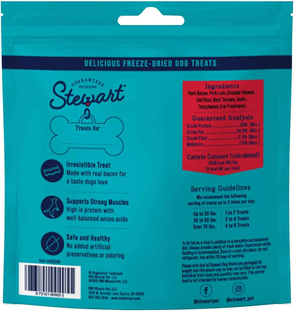 Stewart Freeze Dried Dog Treats, Puffpops, Bacon Loverã¢ÂS Variety Pack (Bacon Cheeseburger, 2.8 Oz. + Bacon & Cheese, 2.8 Oz. + Bacon, Egg & Cheese, 2.8 Oz.) Limited Ingredient Bacon Dog Treats