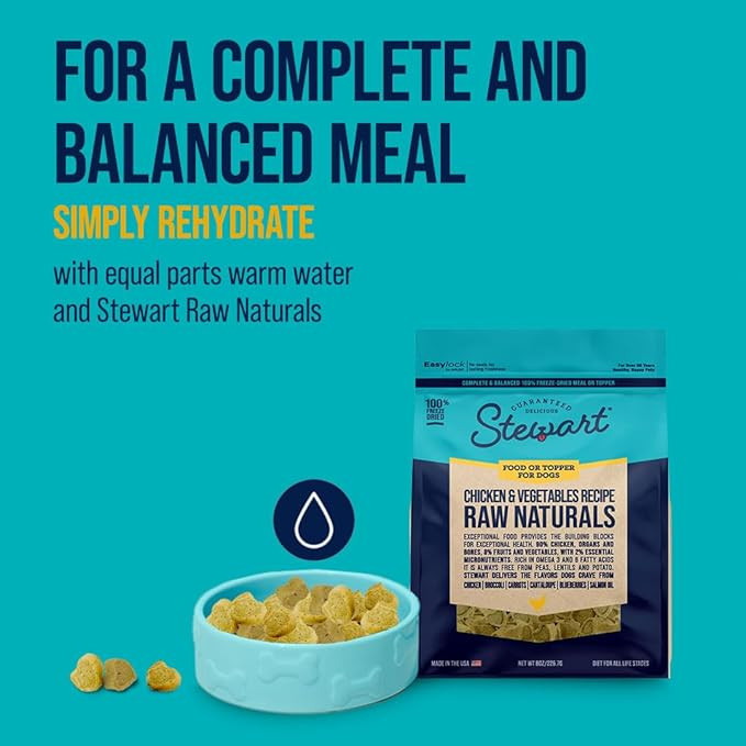 Stewart Raw Naturals Freeze Dried Dog Food, Chicken & Vegetables Recipe, 32 Ounce Bag, Complete And Balanced Nutrition